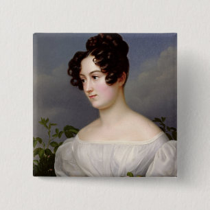 Badge Carré 5 Cm Portrait d'une jeune femme, 1827 (huile sur la