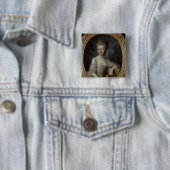 Badge Carré 5 Cm Portrait d'une jeune fille, 1775 (En situation)