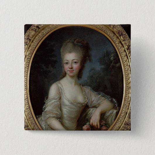 Badge Carré 5 Cm Portrait d'une jeune fille, 1775 (Devant)