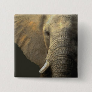 Badge Carré 5 Cm Portrait éléphant