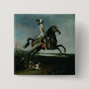 Badge Carré 5 Cm Portrait équestre de Marie-Antoinette