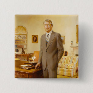 Badge Carré 5 Cm Portrait présidentiel de James Carter à la Maison 