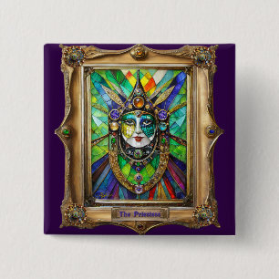 Badge Carré 5 Cm Portraits du Monde de Mardi Gras - La Prêtresse