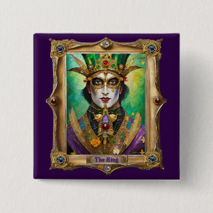Badge Carré 5 Cm Portraits du Royaume de Mardi Gras - Le Roi