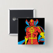 Badge Carré 5 Cm Pose de la tornade rouge (Devant & derrière)