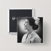 Badge Carré 5 Cm Pose d'infirmière (Devant & derrière)