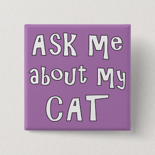 Badge Carré 5 Cm Posez-moi des questions sur mon chat
