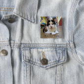Badge Carré 5 Cm Posez-moi la question sur Virginia Button (En situation)