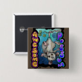 Badge Carré 5 Cm Possum génial (Devant & derrière)
