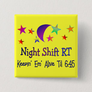 Badge Carré 5 Cm Poste de nuit droite--Cadeaux respiratoires drôle