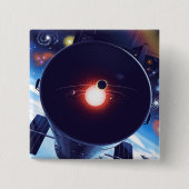 Badge Carré 5 Cm Poster du télescope spatial Hubble. (Devant)
