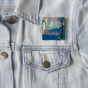 Badge Carré 5 Cm Poster Vintage voyage Pour New York Central Lines