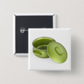 Badge Carré 5 Cm Pot à cuisson en émail vert vide (Devant & derrière)