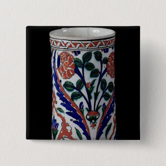 Badge Carré 5 Cm Pot avec une décoration florale, Iznik (Devant)