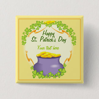 Badge Carré 5 Cm Pot d'or irlandais