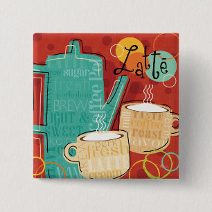 Badge Carré 5 Cm Pot et tasses décoratifs de Latte
