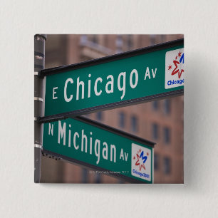Badge Carré 5 Cm Poteaux indicateurs d'avenue de Chicago et du