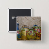 Badge Carré 5 Cm Poterie, Moustiers-Sainte-Marie, Provence, (Devant & derrière)