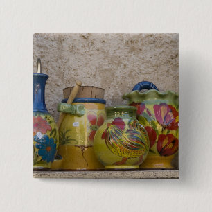 Badge Carré 5 Cm Poterie, Moustiers-Sainte-Marie, Provence,
