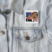 Badge Carré 5 Cm Pouces de Barack Obama (En situation)
