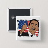 Badge Carré 5 Cm Pouces de Barack Obama (Devant & derrière)