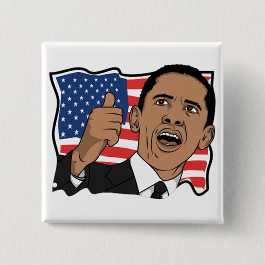 Badge Carré 5 Cm Pouces de Barack Obama (Devant)