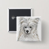 Badge Carré 5 Cm Pouf chinois en poudre (Devant & derrière)