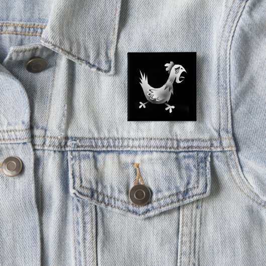 Badge Carré 5 Cm Poulet ! (En situation)