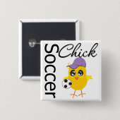 Badge Carré 5 Cm Poulet de foot v2 (Devant & derrière)