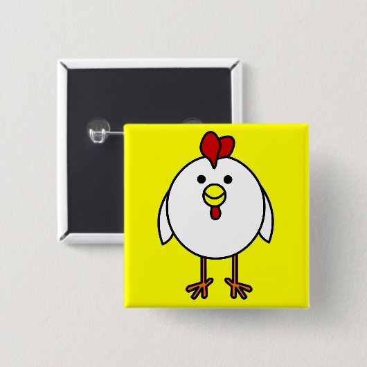 Badge Carré 5 Cm Poulet heureux mignon (Devant & derrière)
