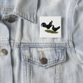 Badge Carré 5 Cm Poulets Augsburger (En situation)