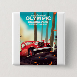 Badge Carré 5 Cm Pour Aventure ! Parc national olympique de Washing