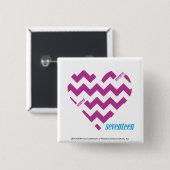 Badge Carré 5 Cm Pourpre 2 de zigzag (Devant & derrière)