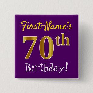 Badge Carré 5 Cm Pourpre, anniversaire d'or de Faux