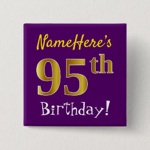 Badge Carré 5 Cm Pourpre, anniversaire d'or de Faux