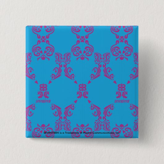 Badge Carré 5 Cm Pourpre-Aqua de damassé (Devant)