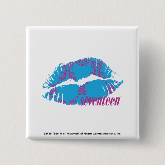 Badge Carré 5 Cm Pourpre-Aqua de damassé (Devant)