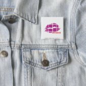 Badge Carré 5 Cm Pourpre de plaid (En situation)