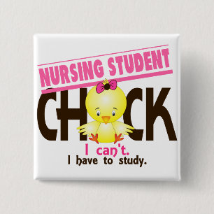 Badge Carré 5 Cm Poussin 1 d'étudiant de soins