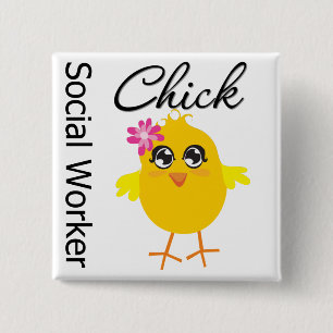 Badge Carré 5 Cm Poussin d'assistant social