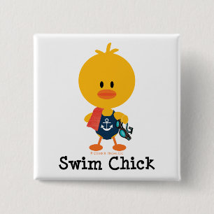 Badge Carré 5 Cm Poussin de bain