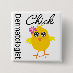 Badge Carré 5 Cm Poussin de dermatologue