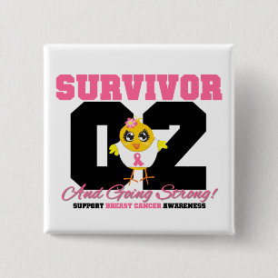 Badge Carré 5 Cm Poussin de survivant de cancer du sein 02 ans