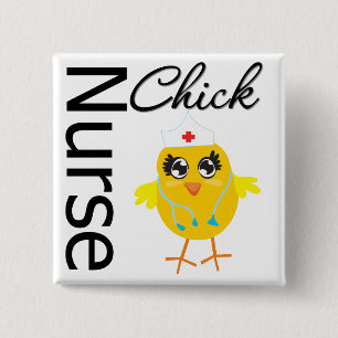 Badge Carré 5 Cm Poussin d'infirmière