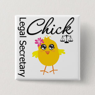 Badge Carré 5 Cm Poussin mignon de carrière - secrétaire juridiqu