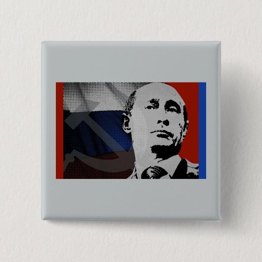 Badge Carré 5 Cm Poutine avec drapeau russe (Devant)