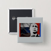 Badge Carré 5 Cm Poutine avec le drapeau russe (Devant & derrière)