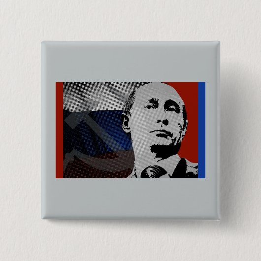 Badge Carré 5 Cm Poutine avec le drapeau russe (Devant)