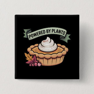 Badge Carré 5 Cm Powered by Plante Citrouille Pie ・ Vegan Thanksgiv
