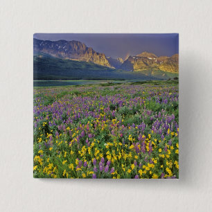 Badge Carré 5 Cm Prairie de fleurs sauvages dans Many glacier